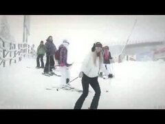 Lovely redhead chick Terry Anne goes skiing and ends up getting hardcore drilled