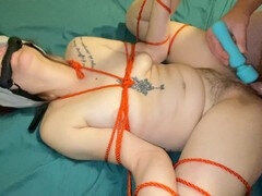 Extreme bondage and hardcore BDSM action with condom filled with cum