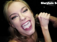 Blond, Kukk suging, Sperm skott, Gloryhull, Runke, Hd, Naturlige bryster