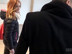 Watch how this hot redhead slut goes wild with a Czech couple in public POV