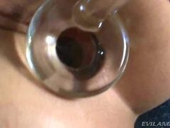 Licentious girl Tori Lux is getting real pleasure filling the butt hole with sex stuff