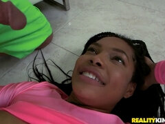 Ebony Alison gets oiled up