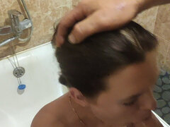 Fürdőszoba, Gesztenyebarna, Pár, Európai, Német, Érett feleség, Csupasz, Begyek