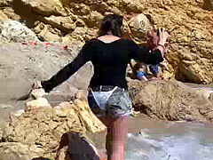 Spiaggia, Pompino, Schizzo di sborra, Donna donna uomo, Spagnola, Ragazza, Terzetto