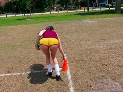 Petite soccer player fucked in public park