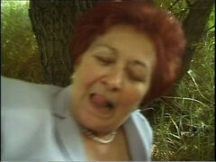 Redhead Granny Fucked and Cummed in Mouth by Young Hitchhiker with Huge Cock