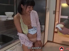 Hot Japanese housewife Tomoyo Isumi gives uncensored blowjob - tanned skin, moaning & close-up action