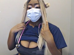 POV Role Play in English. Busty Nurse Blasian surprises you