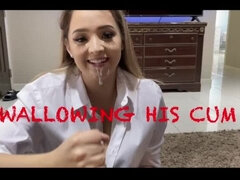 Lexi Aaane Swallows Cum to Pay Rent - Teen Brunette Deep Throat Blowjob