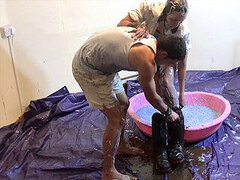 dame Messed up with Spaghetti Gunge and filth, Wam, Splosh (Fully Clothed)