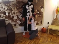 Amatőr, Cumizás, Gesztenyebarna, Ondó fröcskölés, Kutya póz, Hd, Természetes mellek, Filigrán alkatú