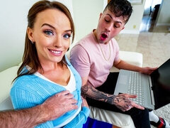 침실, 큰 엉덩이, 큰 음경, 큰 가슴, 흑갈색 머리, 도기스타일, 두여자와 한남자, 밀프