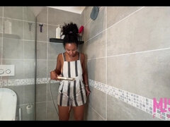 From Dry to Wet Under a Shower Tease