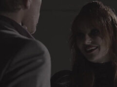 Slutty redhead is fucked by two hung guys in this threesome