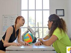 Petite Redhead Scarlet Skies Proves to Coach that She is A Team Player Once  For All: Porn