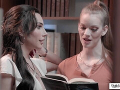 Trans Ariel Demure fucks girl in library