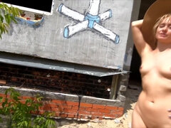 Amatør, Strand, Blond, Hunn, Blotting, Naken, Nudist, Offentlig