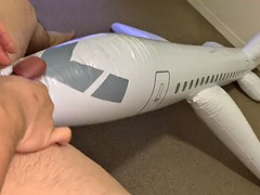 Small Penis Humping, Rubbing And Shooting A Load On An Inflatable Airplane - Airplane Blowjob