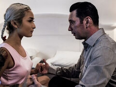 아시안, 침실, 흑인, 금발의, 귀여운, 도기스타일, 청소년, 젖가슴