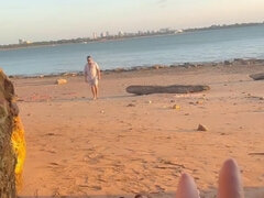 素人, ビーチ, フェラチオ, 女, オナニー, ヌード, 公共, スカート