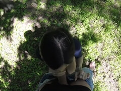 Kukk suging, Bakfra, Ansiktssperm, Runke, Hd, Naturlige bryster, Utendørs, Offentlig