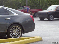 Selena Santana sucking dick on the parking lot