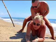 Riski Sex with Step Mom on the Beach