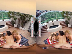 The tables turn when the lifeguard gets mouth to mouth from 3 hot college babes