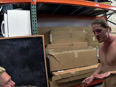 Amateur gaypawn 3some in pawn shop office after cum