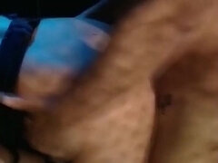 Nylon-clad slut wife with black stockings and red lips takes on two cocks in a wild retro night