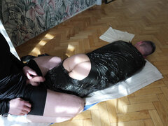 Wrapped in Black Film and Fucked with a Big Cock. 4K Original. Part 1