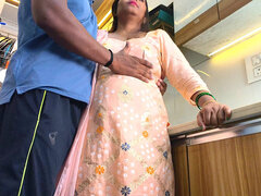 Desi Stepmother Hindi Real Sex with Stepson in Kitchen and She Got Huge Cumload in Black Pussy.