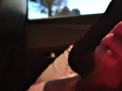 Risky public blowjob in the parking lot and he cums with his tongue