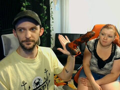 アメリカ人, ぽっちゃり, フェラチオ, カップル, ディルド, 赤毛, バイブレーター, ウェブカメラ