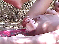 Playa, Mamada, Alemán, Pajear, Al aire libre, Adolescente, Voyeur