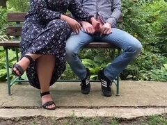 Hot MILF Loves Cum On Her Big Ass Outdoor Park Handjob