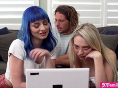 Teen stepsister Lily Larimar and her hot friend Jewelz Blu seduced