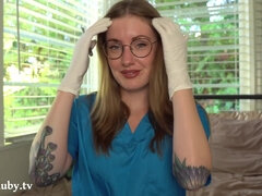 Amatööri, Nainen, Silmälasit, Hanskat, Ohjeistus, Sairaanhoitaja, Soolo, Sperma