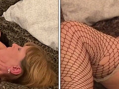 Amateur, Américain, Femme couguar, Gode, Mamie, Embrassement, Jarretelles, Vibromasseur