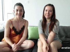 Ersties: cute brunette records her debut lesbian video with another girl