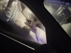 Outside Pov: Masked Girl Blows Me In The Car Cum Runs Down My Cock & Seat