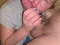 Amatør, Blond, Kukk suging, Par, Briller, Synsvinkel