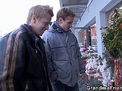 Watch Vera Stronova's massive tits bounce as two studs pick her up and pound her hard in steamy threesome action