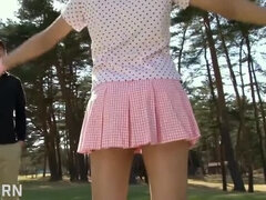 JAV Golf Field Threesome: 3 Japanese Girls Fucked Hard with Blowjob & Creampie
