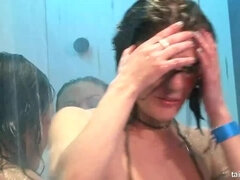 Schwarz, Gruppe, Hd, Lingerie, Party, Dusche, Swingers, Tätowierung