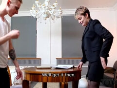 TUTOR4K. Actress pretends to be teacher and unites slit with guests penis