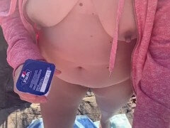 Amatör, Strand, Par, Sperma shot, Naken, Utomhus, Offentlig