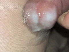 A Big Juicy Sissy's Dick Cums Hard in Shiny Sexy Tights