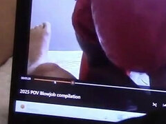 Gift to My Biggest Fan: Handjob in Gloves, While Is Watching One of My Vids, with Cumshot