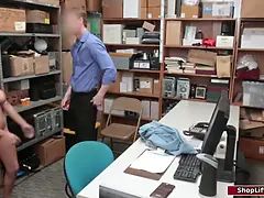 Busty cashier gets fucked for stealing